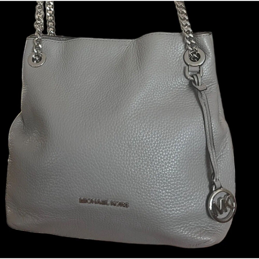 MICHAEL KORS Leather and Chain Gray Purse Handbag Great Condition